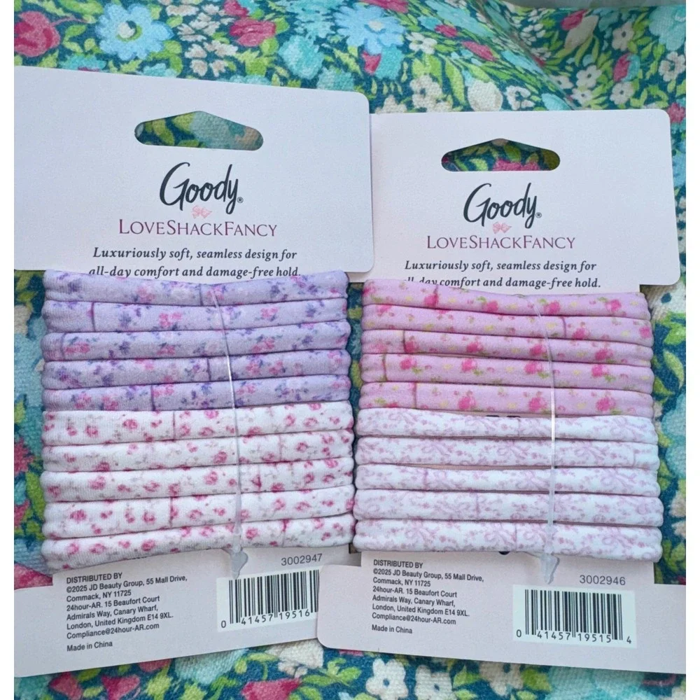 LoveShackFancy x Goody for Target Seamless Hair Elastics Bundle 20 Ct NWT Floral